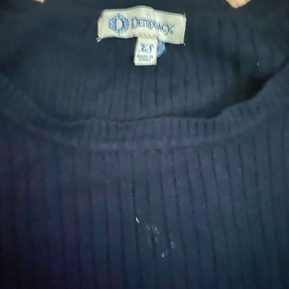 Democracy Navy Ribbed Knit Top - Picture 2 of 6